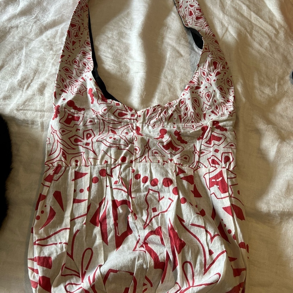 Sunshine Joy Red and White  Cotton Bag